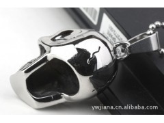 钛钢个性骷髅头黑色滴油款欧美风格吊坠 不锈钢项链图3