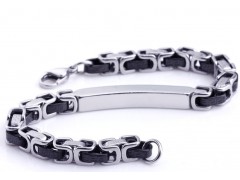 钛钢个性方块样式男士黑色长城纹款手链 潮流首饰图3