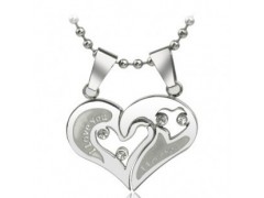 【伙拼】拼在一起的心情侣吊坠 钛钢个性热卖款  情侣项链图3