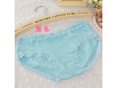新款可爱纯色全棉内裤 蕾丝爱心花边舒适透气纯棉三角裤图2