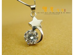 锆石五角星时尚韩版气质短款女镀真白金铜项链项饰图3