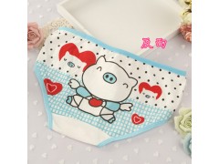 可爱小猪印花少女纯棉内裤 女式全棉撞边舒适无痕防走光三角裤图2