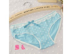 全棉蕾丝花边蝴蝶结女士内裤 可爱少女纯棉爱心三角内裤图3