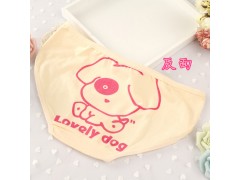 全棉可爱狗狗印花女式内裤 撞边舒适透气纯棉少女三角裤图2