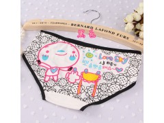 新款可爱卡通印花全棉三角裤 少女纯棉撞边舒适防走光三角内裤图3