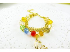 春夏韩国时尚水晶手链批发 韩版蝴蝶吊坠水晶多层手链图3