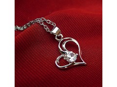 爱心 银天使心形项饰 锆石镀白金饰品 淘宝爆款项链图3