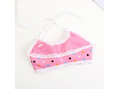 女生纯棉七彩小圆点系带抹胸 少女发育期蕾丝花边海绵杯可取文胸图2