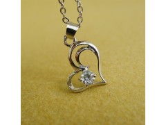 爱心 银天使心形项饰 锆石镀白金饰品 淘宝爆款项链图3