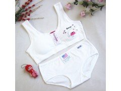 青春发育期中小学生儿童卡通熊纯棉无钢圈内衣背心内衣内裤套装图2